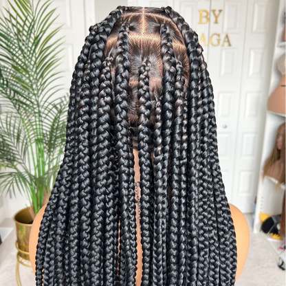 Full Lace Jumbo Knotless Braided Wig With Baby Hair Invisi Drawstring Wig