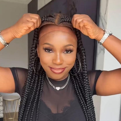 Full Lace Cornrow Smoke Braids With Baby Hair Invisi Drawstring Wig