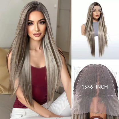 9x7 Glueless Synthetic Lace Front Wig Wear And Go pre Plucked Pre Cut Straight Wig Vivid Self Growing Clean Hairline with Tiny Knots Heat Resistant Fiber Natural No Glue Wig