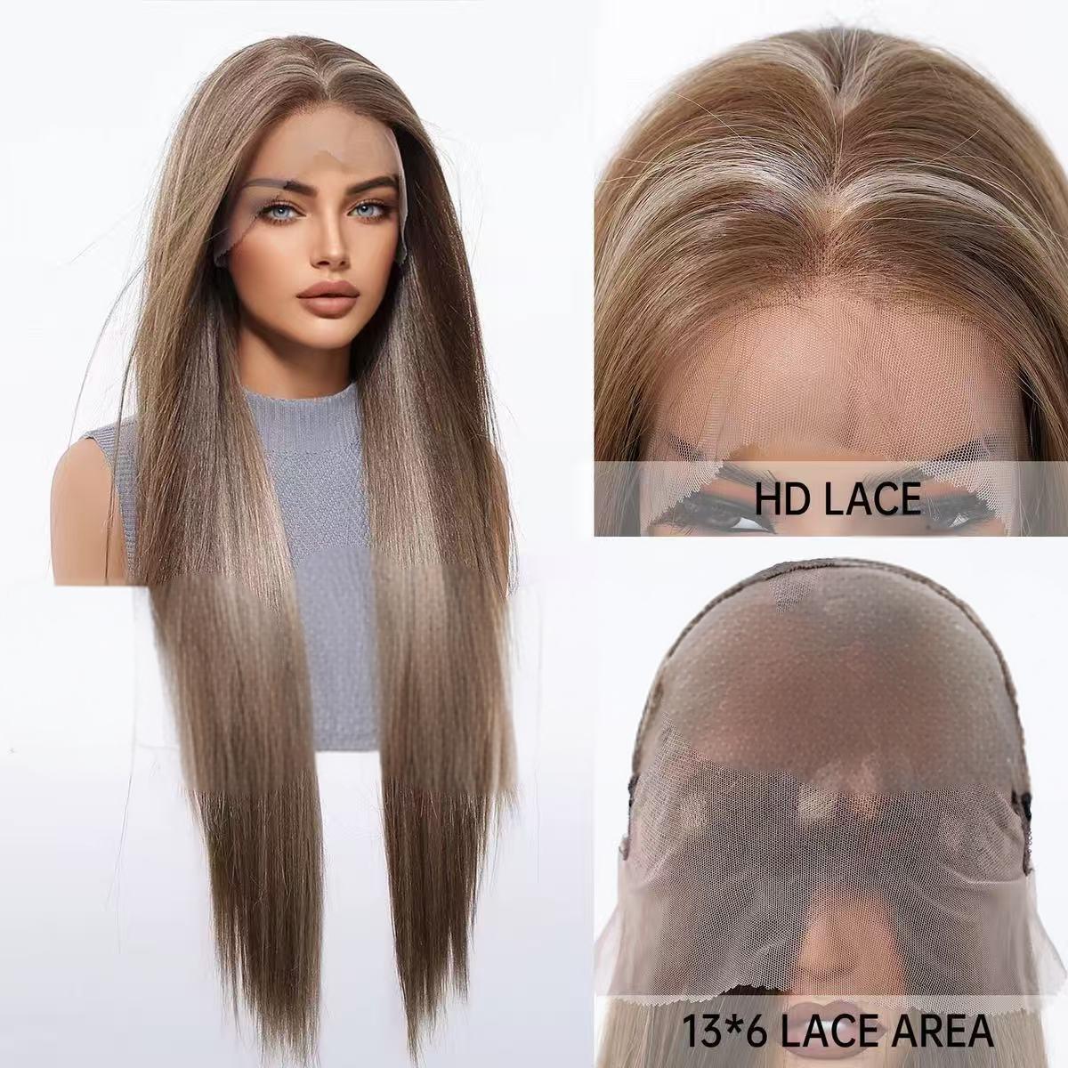 9x7 Glueless Synthetic Lace Front Wig Wear And Go pre Plucked Pre Cut Straight Wig Vivid Self Growing Clean Hairline with Tiny Knots Heat Resistant Fiber Natural No Glue Wig
