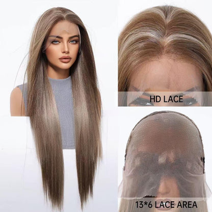 9x7 Glueless Synthetic Lace Front Wig Wear And Go pre Plucked Pre Cut Straight Wig Vivid Self Growing Clean Hairline with Tiny Knots Heat Resistant Fiber Natural No Glue Wig