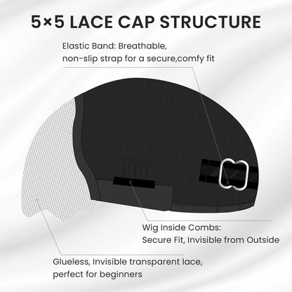 Put on & Go Layered Wavy Glueless HD Lace With Kinky Edges Wig