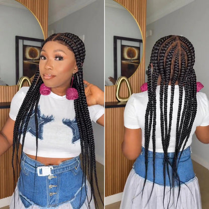Full Lace Cornrow Smoke Braids With Baby Hair Invisi Drawstring Wig