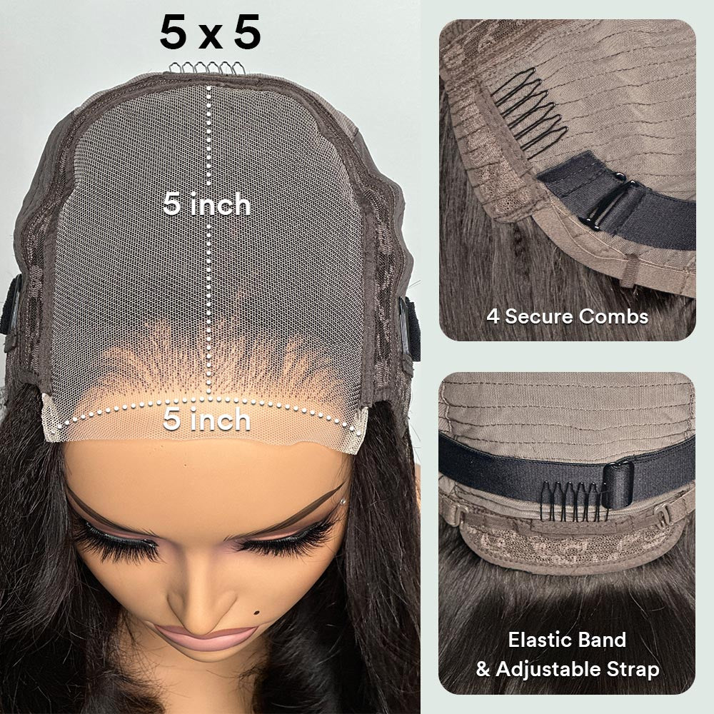 Ombre Brown Kinky Straight  5x5 HD Lace With 4C Kinky Edges Wig