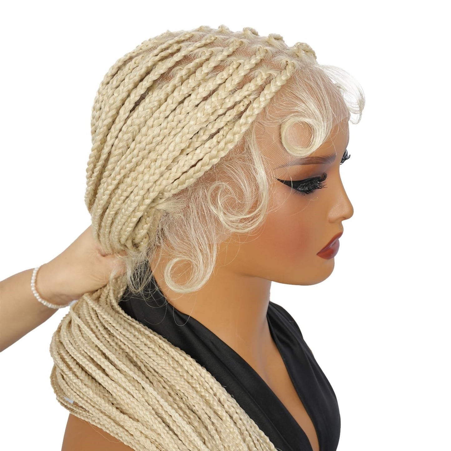 #613 Blonde Full Lace Knotless Box Braided with Baby Hair Bohemian Invisi Drawstring Wig