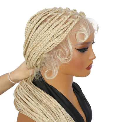 #613 Blonde Full Lace Knotless Box Braided with Baby Hair Bohemian Invisi Drawstring Wig