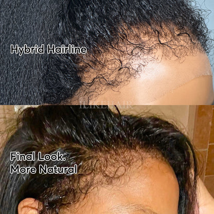 Glueless Hybrid Hairline With Kinky Straight 9x4 Lace Ventilated Wig