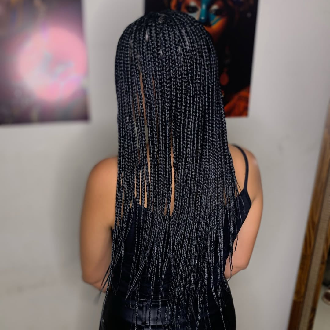 Full Lace Box Braided with Baby Hair Micro Twist Bohemian Invisi Drawstring Wig