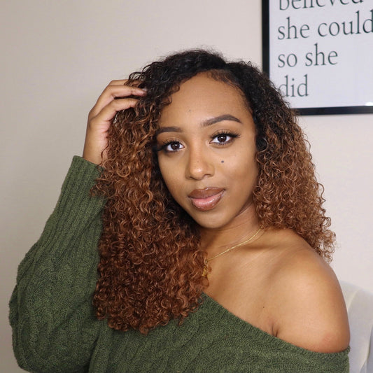 No Leave Out I Part Curly Wig Brown Color