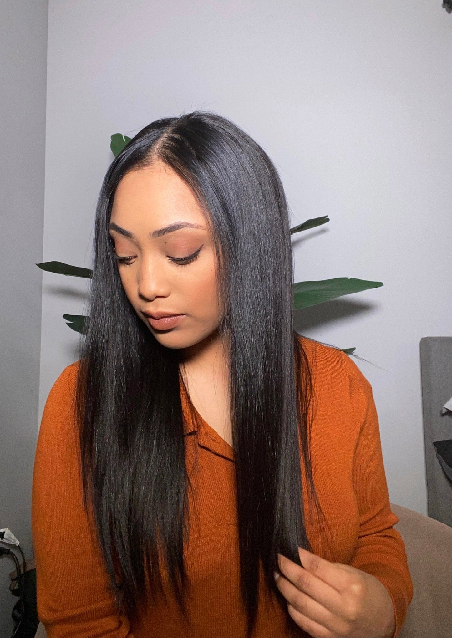 Thin Leave Out I Part Wig Yaki Coarse Straight