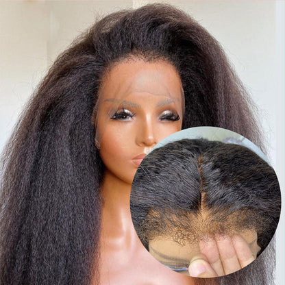 Kinky Straight Hd Lace Frontal With 4C Kinky Edges Wig