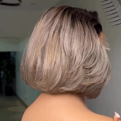 613 Ombre Ash Blonde Layered Cut Bob 13x4 Lace Front Wig