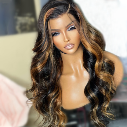 Honey Blonde Piano Highlights Body Wave HD Lace Human Hair Wig