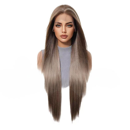 9x7 Glueless Synthetic Lace Front Wig Wear And Go pre Plucked Pre Cut Straight Wig Vivid Self Growing Clean Hairline with Tiny Knots Heat Resistant Fiber Natural No Glue Wig