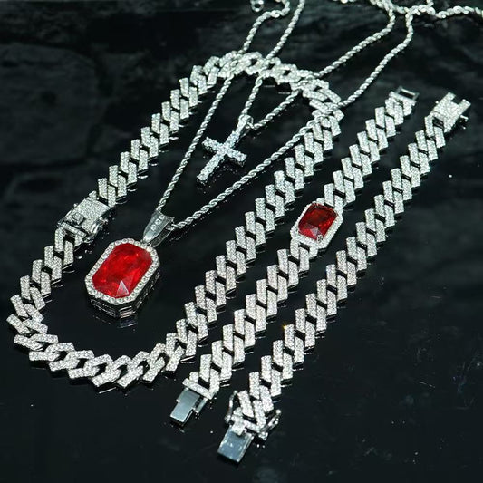 Cuban Link Hip Hop Necklace Set
