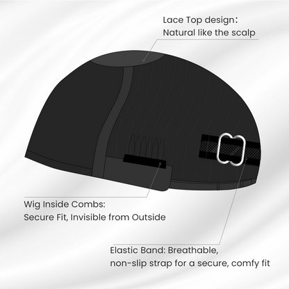 Put on & Go Ombre Reddish Brown  Curly Bob Wig With Bangs