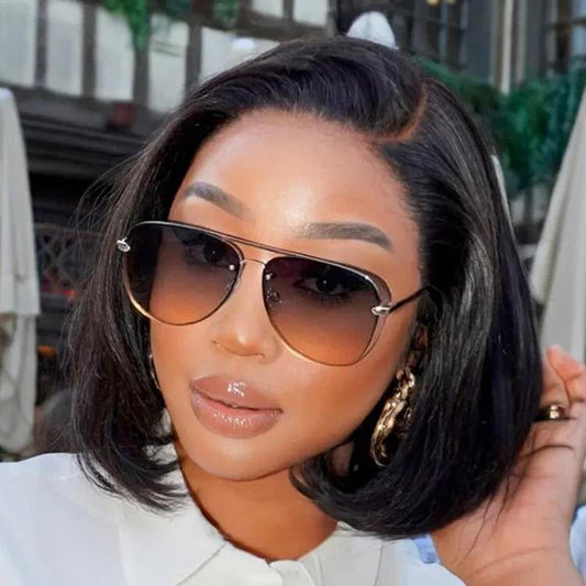 PreMax Wigs - Natural Black / Blonde Highlight C Part Glueless Lace Front Bob Wig