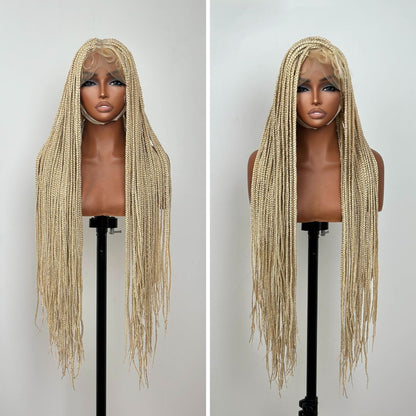 #613 Blonde Full Lace Knotless Box Braided with Baby Hair Bohemian Invisi Drawstring Wig