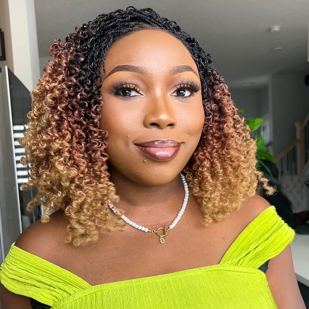 Ombre Honey Gold Full Lace island twists Knotless Braids Invisi Drawstring Wig