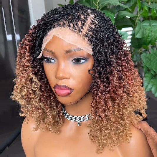 Ombre Honey Gold Full Lace island twists Knotless Braids Invisi Drawstring Wig