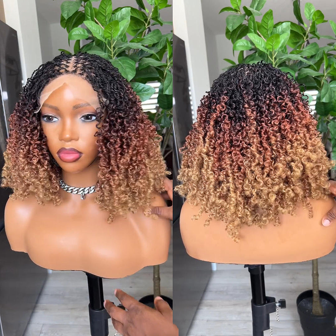 Ombre Honey Gold Full Lace island twists Knotless Braids Invisi Drawstring Wig