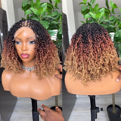 Ombre Honey Gold Full Lace island twists Knotless Braids Invisi Drawstring Wig