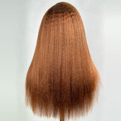 Reddish Brown Kinky Edges Lace Front Kinky Straight Wig